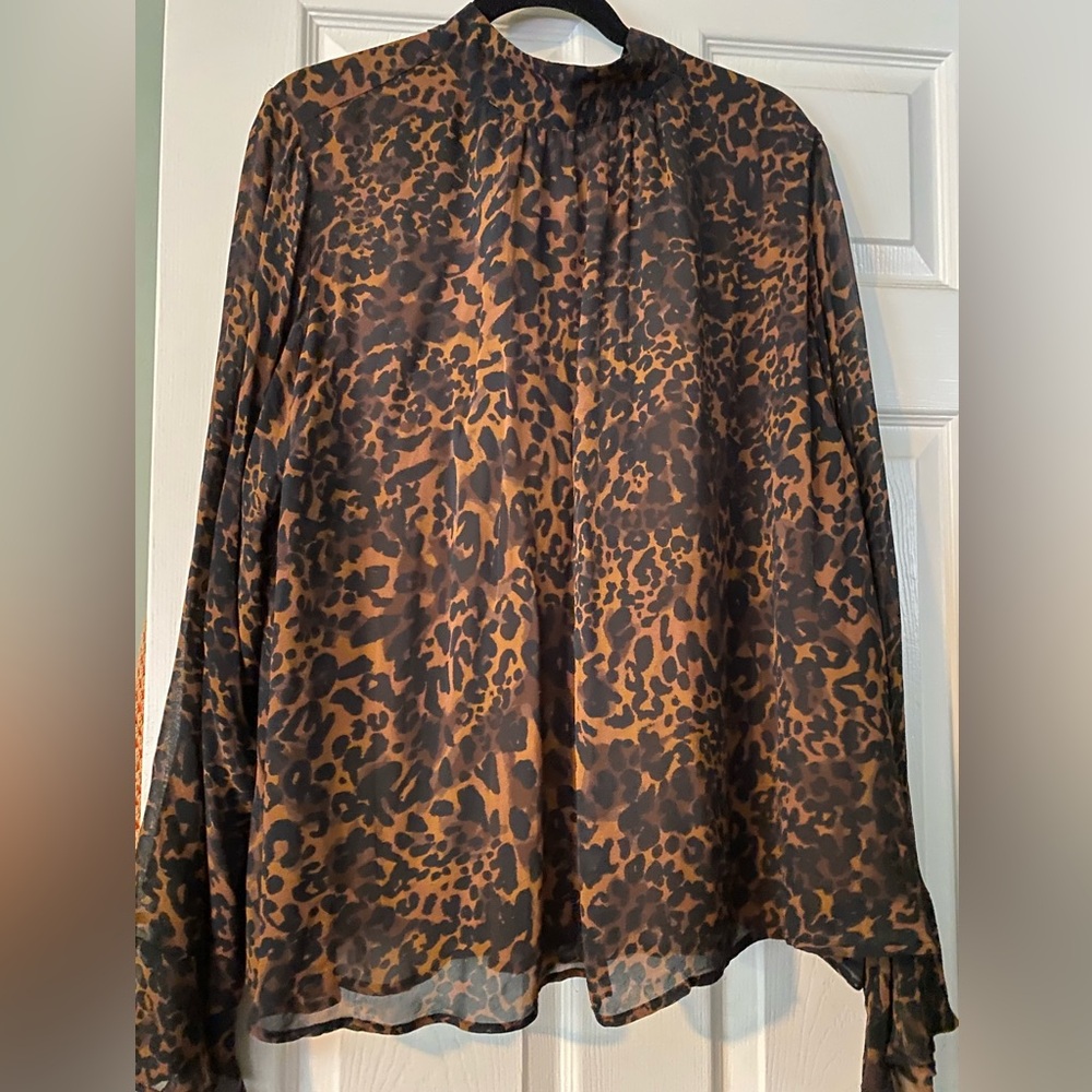 Maeve Leopard Print Blouse - Brown and Black